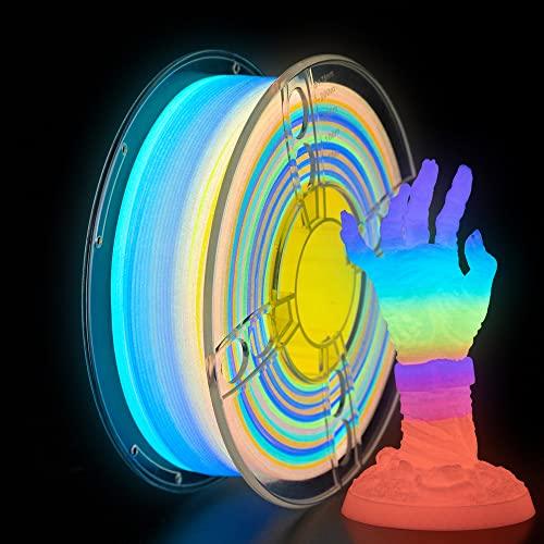 Glow in the Dark 3D Printer Filament, Luminous Multicolor PLA Filament, 1.75mm, Gradient Color, 1kg (2.2lbs), 1 Spool, Rainbow PLA, Multicolor Changes - Tronxy 3D Printers Official Store
