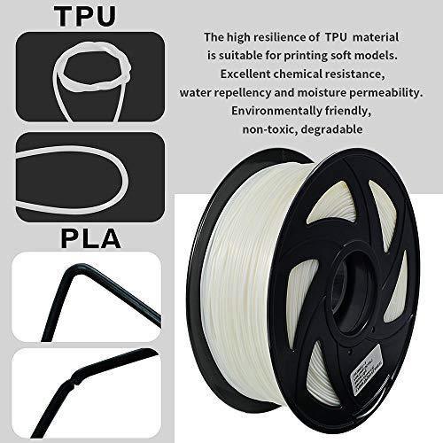3D Flexible White TPU Filament 1.75 mm, 2.2 LBS (1KG) - Tronxy 3D Printers Official Store