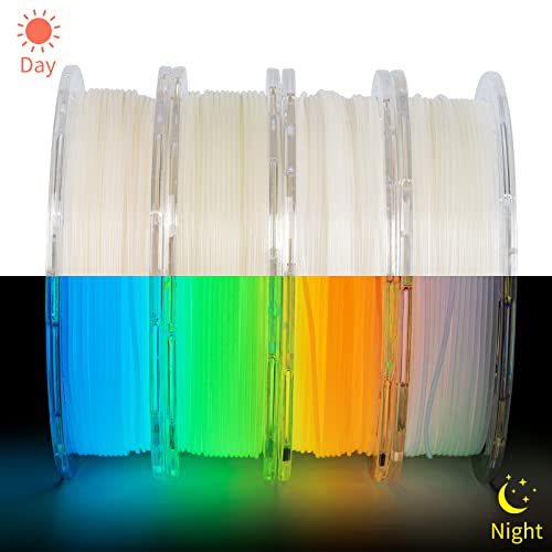 Glow PLA Filament 1.75 mm, TRONXY Glow in The Dark Filament with Multicolor, Blue, Green, Orange 3D Printer Filament Bundle, 250gx4 Pack