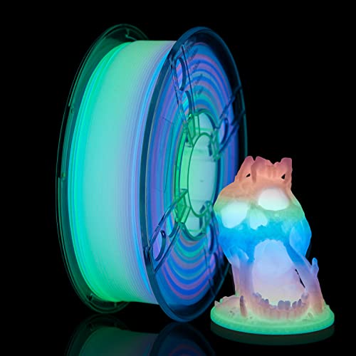 Pla Filament 1.75mm, Pla Glow in The Dark Filament, Multicolor, Green, Blue,Purple,Orange,Pink,Shiny,Fit Most FDM Printer,Dimensional Accuracy +/- 0.05 mm,1kg Spool(2.2lbs)