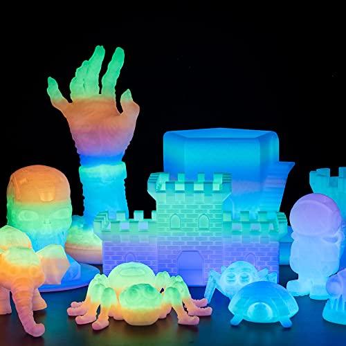 Glow in the Dark Filament 1.75mm Glow milticolor, Change 5 Meters, 3D Printed PLA Filament, Dimensional Accuracy +/- 0.05mm, 1kg Spool - Tronxy 3D Printers Official Store
