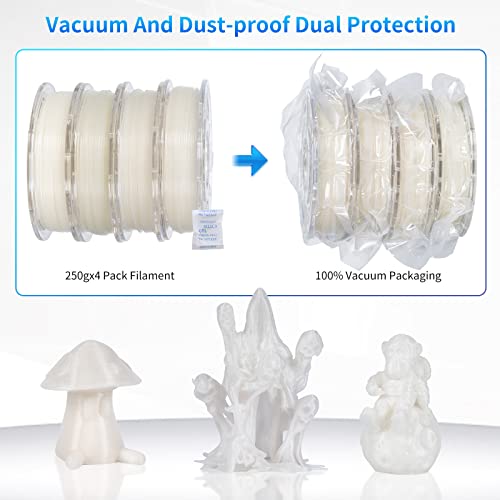 Glow PLA Filament 1.75 mm, TRONXY Glow in The Dark Filament with Multicolor, Blue, Green, Orange 3D Printer Filament Bundle, 250gx4 Pack