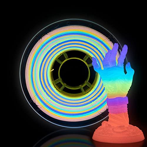 Glow in the Dark 3D Printer Filament, Luminous Multicolor PLA Filament,  1.75mm, Gradient Color, 1kg (2.2lbs), 1 Spool, Rainbow PLA, Multicolor  Changes – Tronxy 3D Printers Official Store