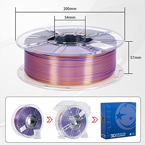 TRONXY 3D Printer Filament,Tri-Color Coextrusion PLA Filament 1.75mm,Silk Shiny Purple Gold Black Filament,3D Printing Filament +/-0.05mm, 1kg/2.2lbs