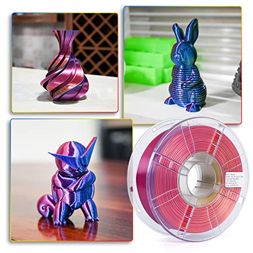 TRONXY 3D Printer Filament,Tri-Color Coextrusion PLA Filament 1.75mm,Silk Red Yellow Blue Filament,3D Printing Filament +/-0.05mm, 1kg/2.2lbs