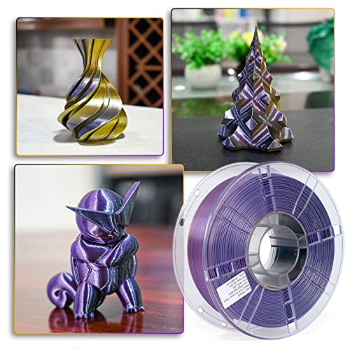 TRONXY 3D Printer Filament,Tri-Color Coextrusion PLA Filament 1.75mm,Silk Shiny Purple Gold Black Filament,3D Printing Filament +/-0.05mm, 1kg/2.2lbs