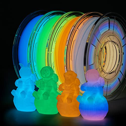 Glow PLA Filament 1.75 mm, TRONXY Glow in The Dark Filament with Multicolor, Blue, Green, Orange 3D Printer Filament Bundle, 250gx4 Pack