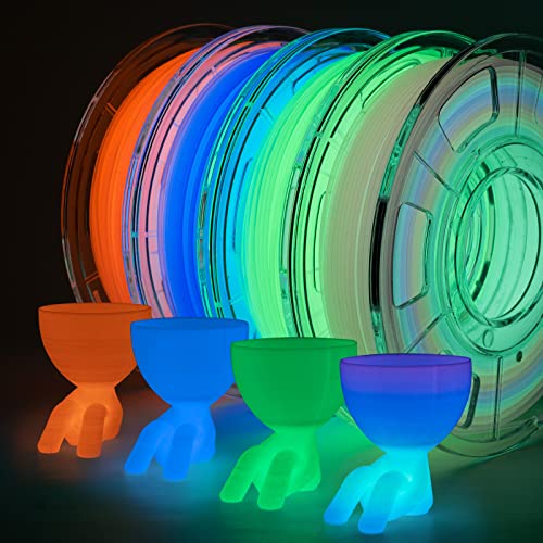 TRONXY Glow in The Dark PLA, Glow in The Dark Filament Multicolor, Green, Purple and Red,3D Filament Bundle,1.75 PLA Filament, Dimensional Accuracy +/- 0.02 mm,for Most 3D Printers 250g*4 Pack