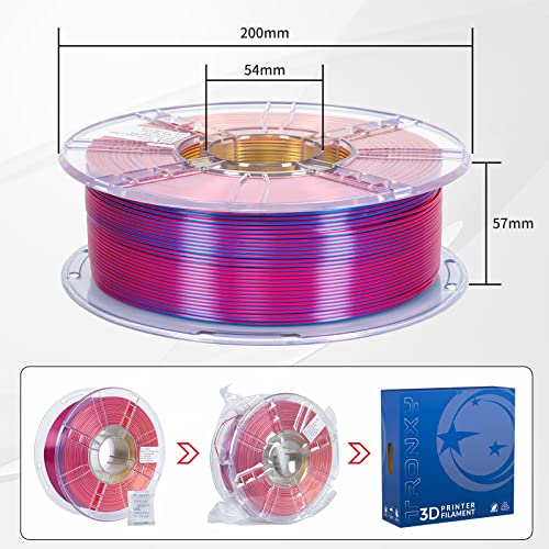 TRONXY 3D Printer Filament,Tri-Color Coextrusion PLA Filament 1.75mm,Silk Red Yellow Blue Filament,3D Printing Filament +/-0.05mm, 1kg/2.2lbs