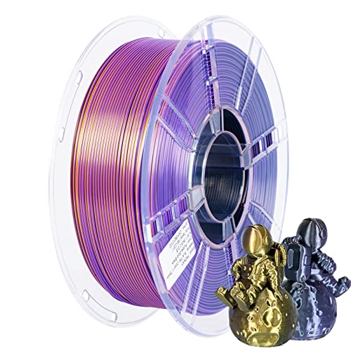 TRONXY 3D Printer Filament,Tri-Color Coextrusion PLA Filament 1.75mm,Silk Shiny Purple Gold Black Filament,3D Printing Filament +/-0.05mm, 1kg/2.2lbs