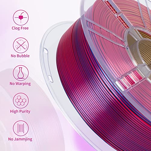 TRONXY 3D Printer Filament,Tri-Color Coextrusion PLA Filament 1.75mm,Silk Red Yellow Blue Filament,3D Printing Filament +/-0.05mm, 1kg/2.2lbs