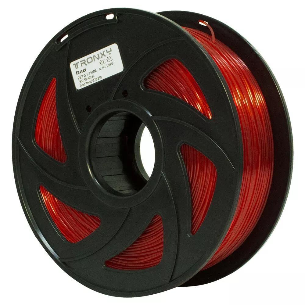 PETG 3D Printer Filament 1.75mm, 1 KG (2.2lbs) Spool, for 3D Printer (Transparent Red) - Tronxy 3D Printers Official Store