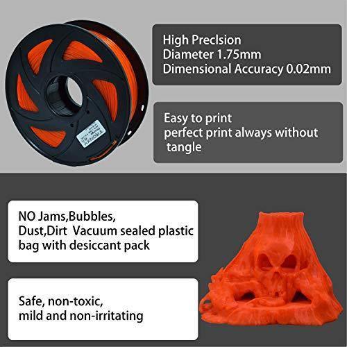 PETG 3D Printer Filament 1.75mm, 1 KG （2.2lbs）Spool 3D Printer (Transparent Orange) - Tronxy 3D Printers Official Store