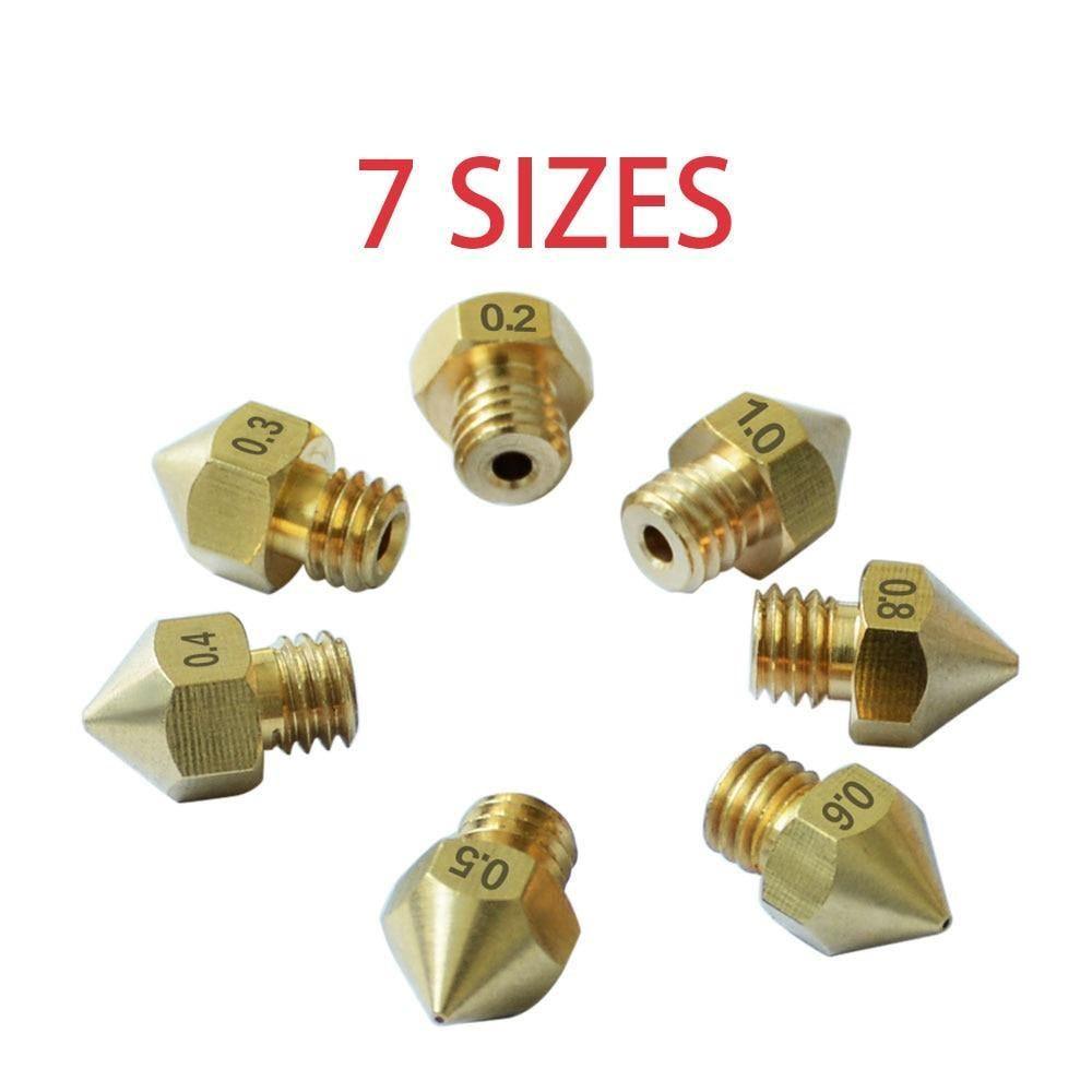 Tronxy 7 pcs MK8 M6 Brass Copper Nozzle J-head Extrusion 3D Printer Parts For 1.75MM Filaments - Tronxy 3D Printers Official Store