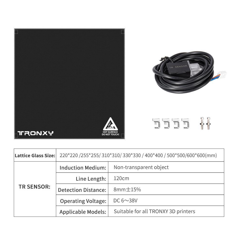 Tronxy Black TR Auto Leveling Sensor + Lattice Glass Hot Bed Plate for 500 Series/600 Series - Tronxy 3D Printers Official Store