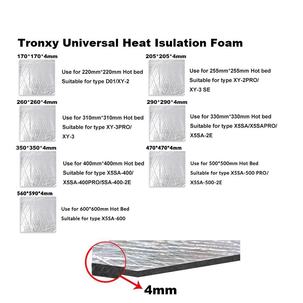 Tronxy Heat Bed Heat Insulation Foam Foil with Self Adhesive Sticker - Tronxy 3D Printers Official Store
