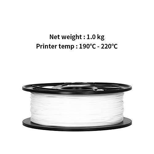 White PLA 3D Printing Filament 1.75 mm, 2.2 LBS (1KG) Dimensional Accuracy +/- 0.02 mm (White PLA) - Tronxy 3D Printers Official Store